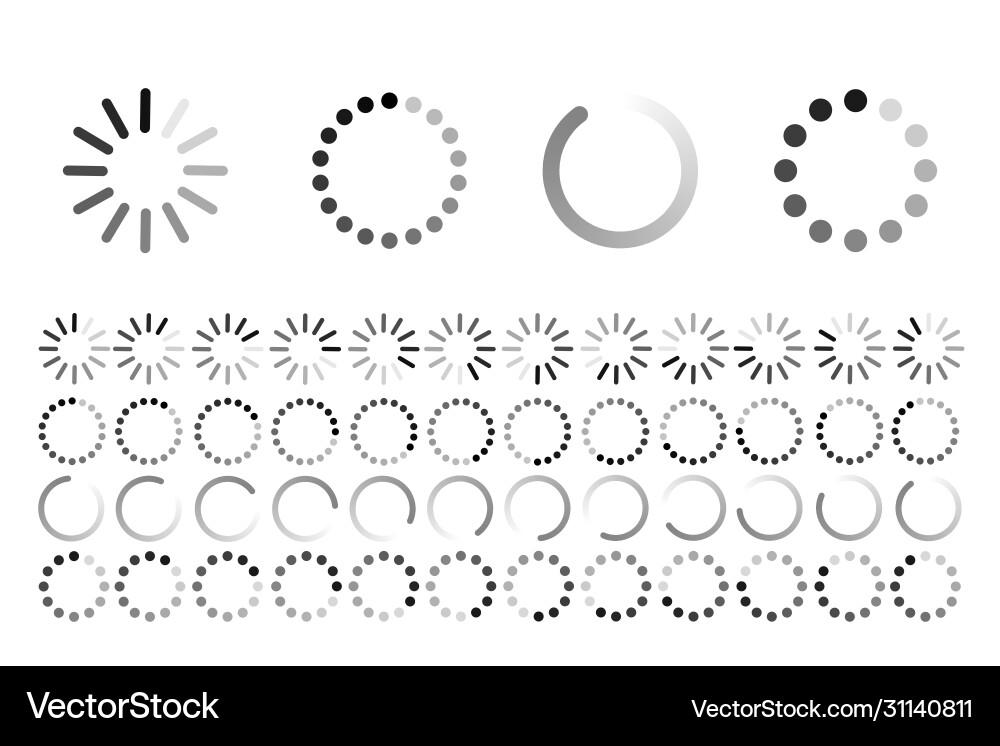 Load progress circle bar symbol set Load progress circle bar symbol set vector image