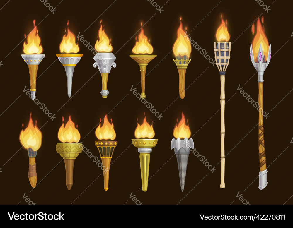Medieval Torch Game Assets vector image