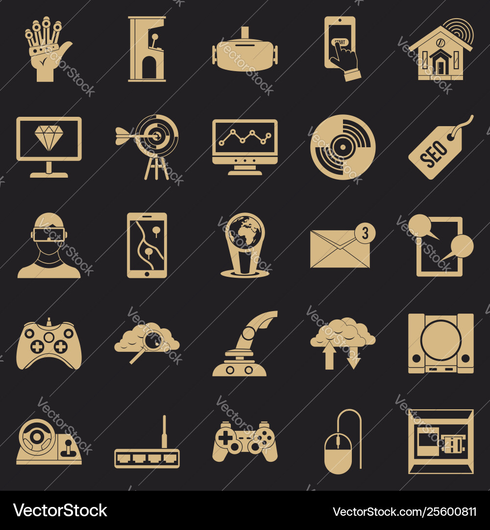 Modern game icons set simple style Modern game icons set simple style Vector Image