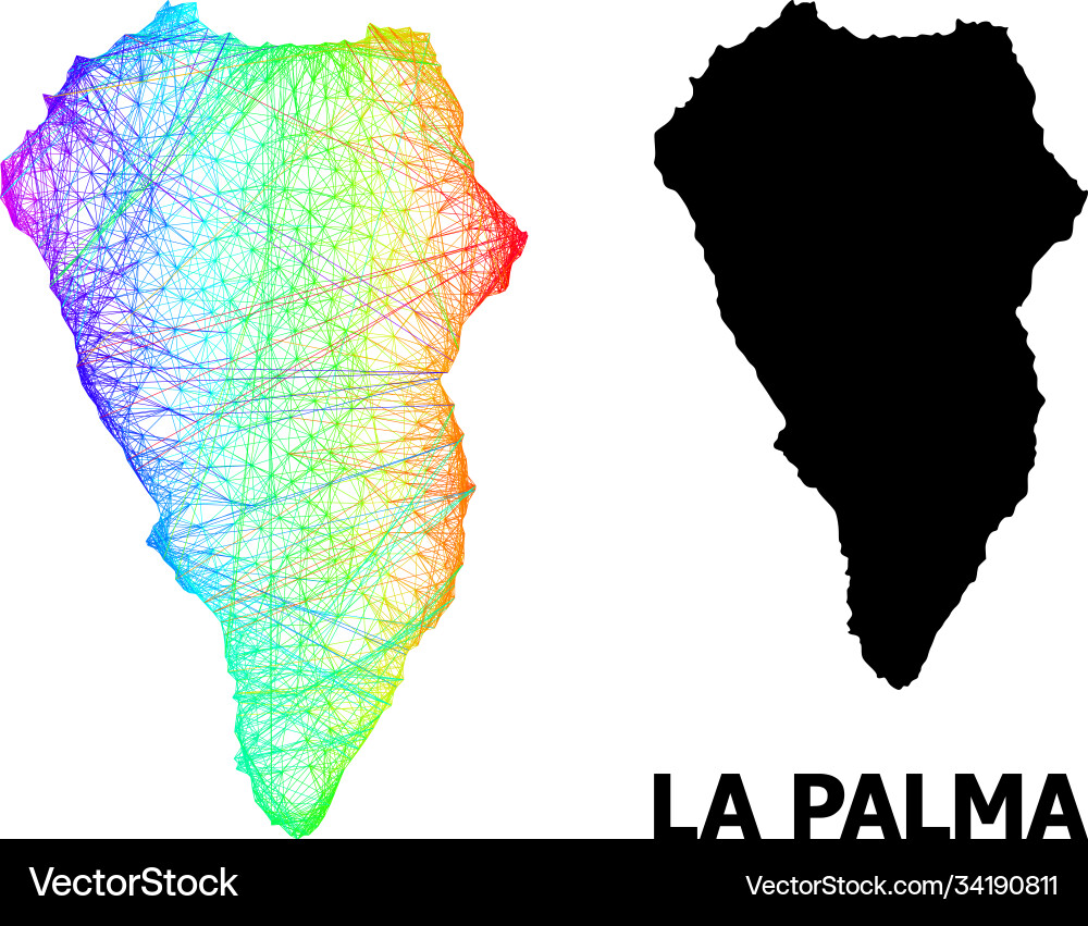 Network map la palma island with spectrum Network map la palma island with spectrum vector image