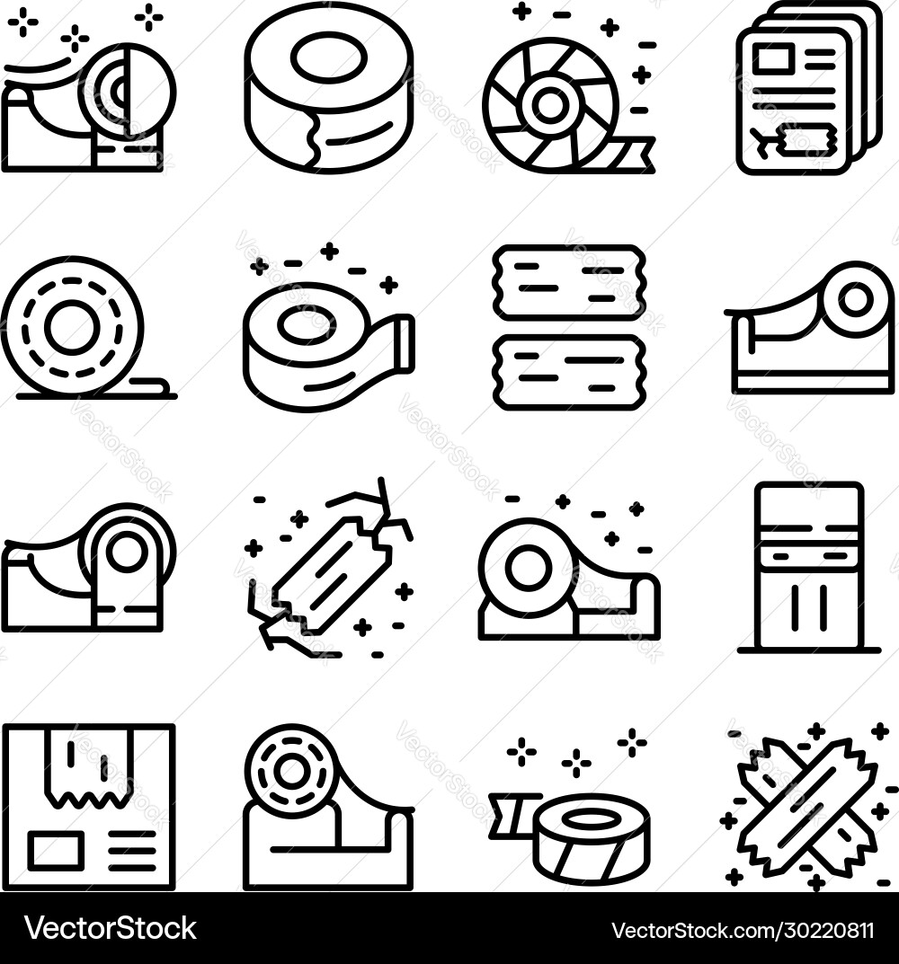 Scotch tape icons set outline style Scotch tape icons set outline style vector image