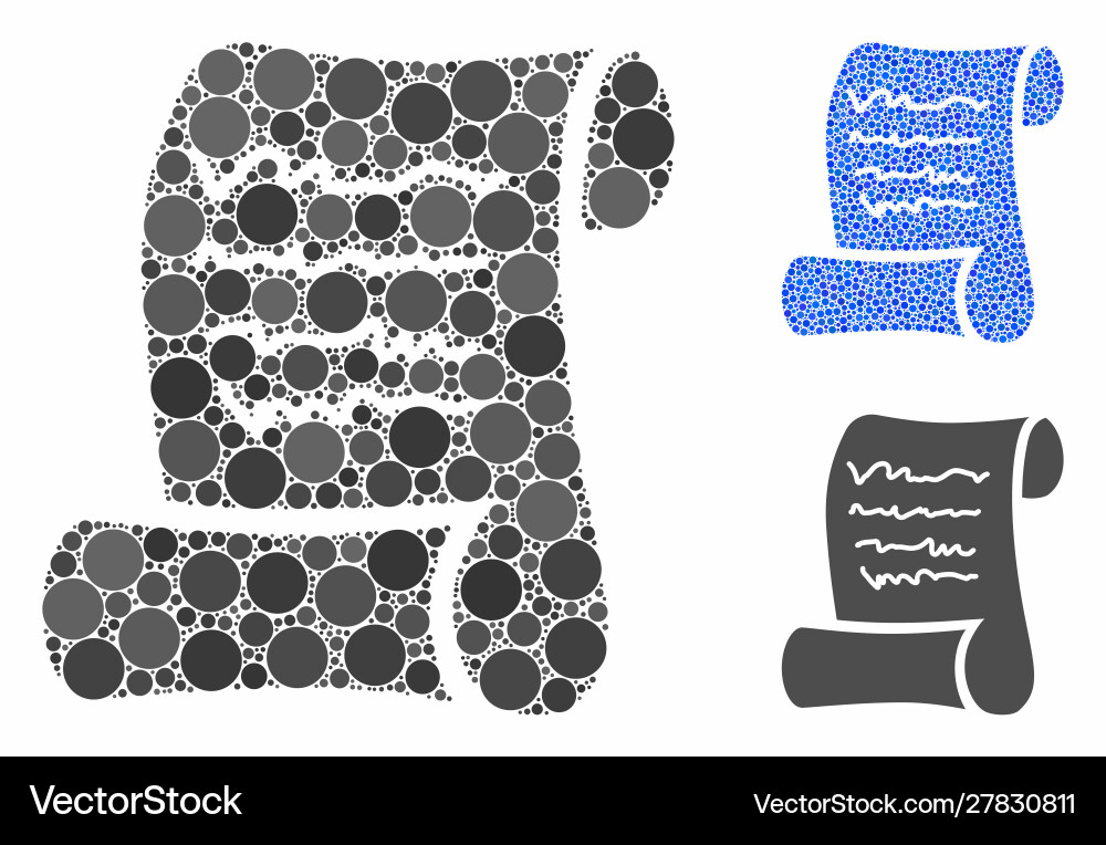Script roll mosaic icon circle dots Script roll mosaic icon circle dots vector image