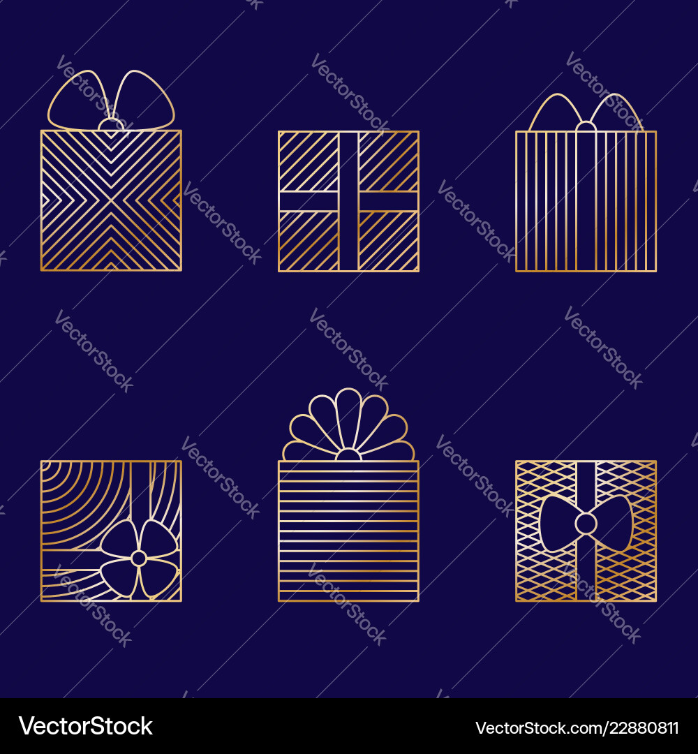 Set of minimalistic linear gift boxes vector image