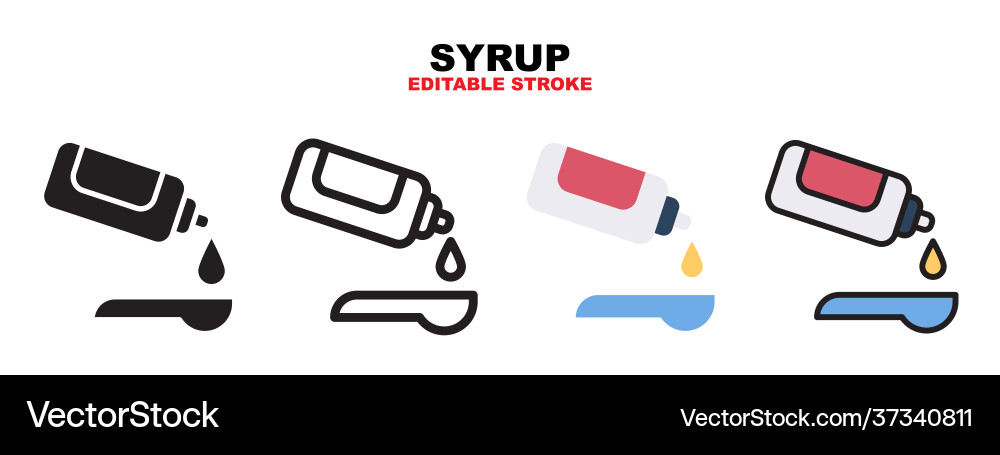 Syrup icon set with different styles Syrup icon set with different styles Vector Image