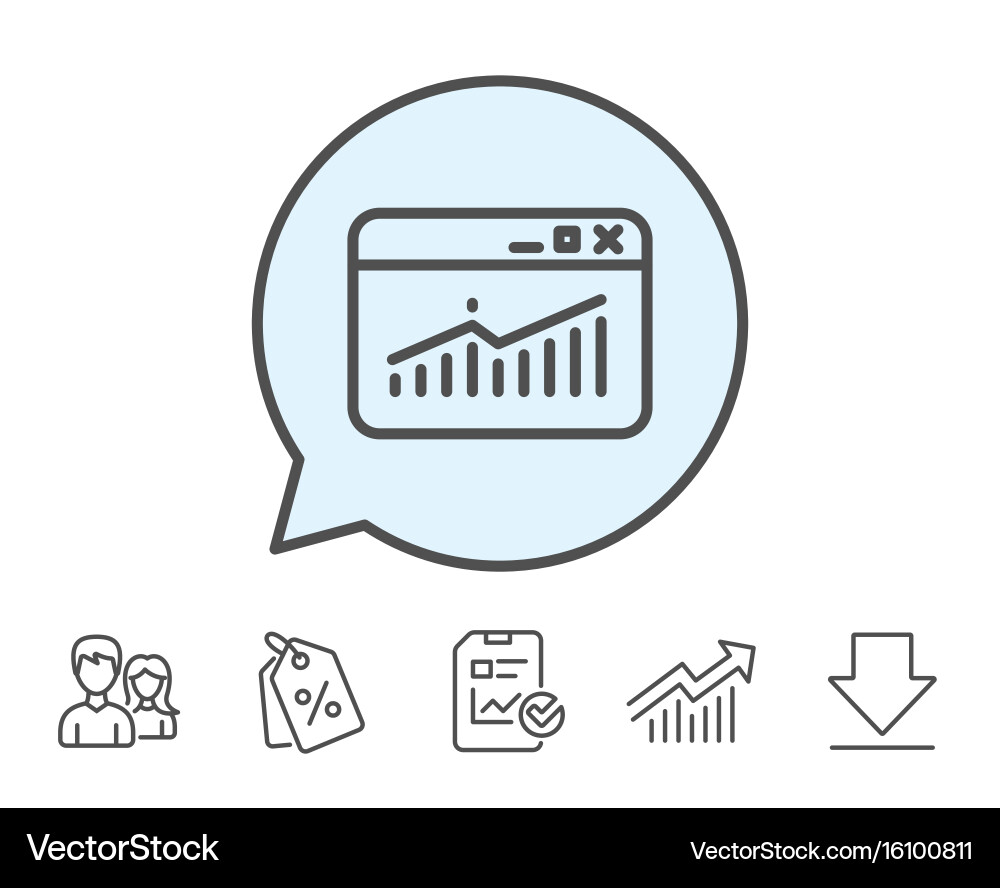 Website Traffic Chart Line Icon vector image