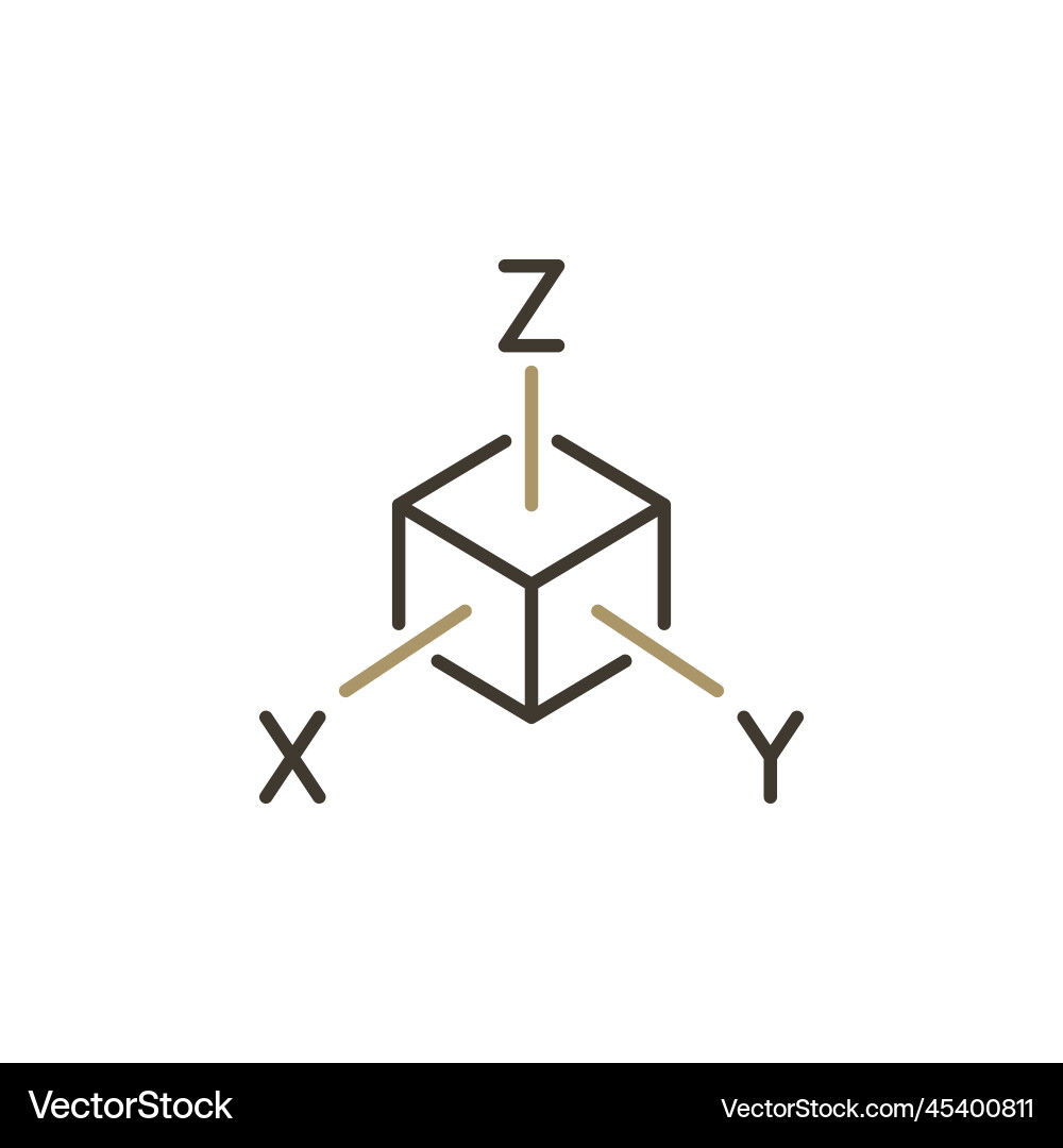 X, Y, Z Axis Cube – 3D Coordinate System vector image