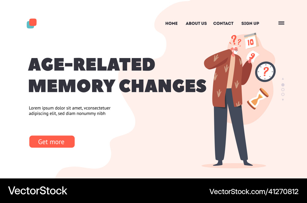 Age related memory changes landing page template Vector Image