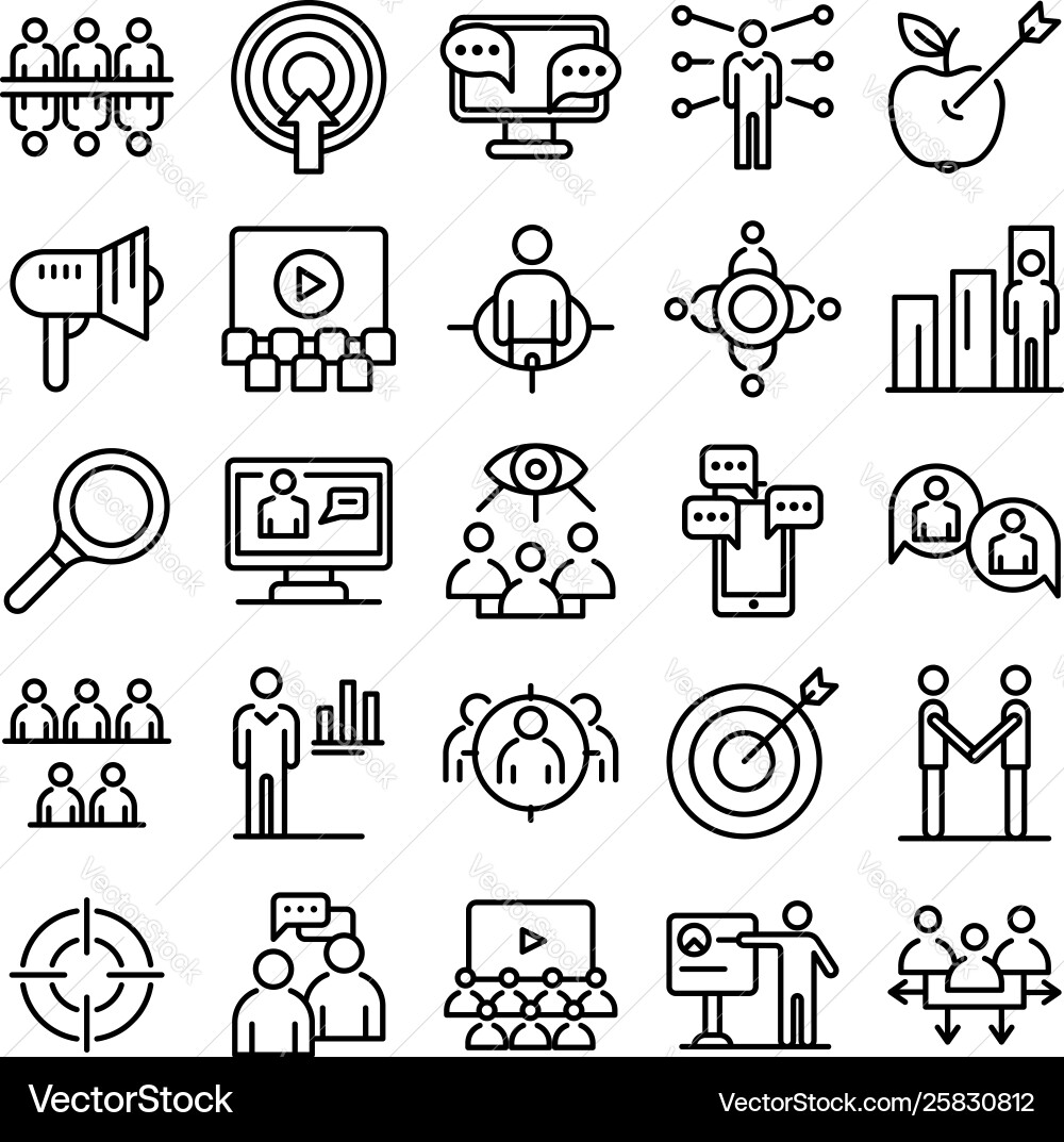 Audience icons set outline style Audience icons set outline style vector image