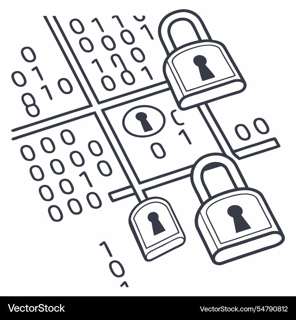 Binary codes overlaying padlock icons Vector Image