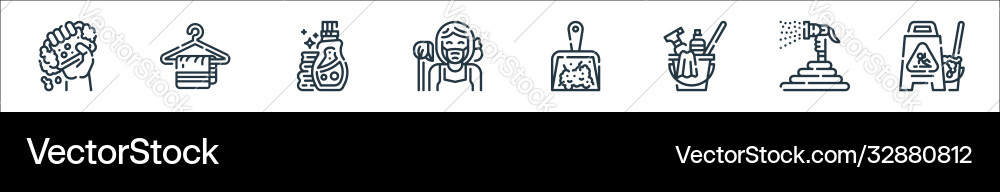 Cleaning line icons linear set quality vector image