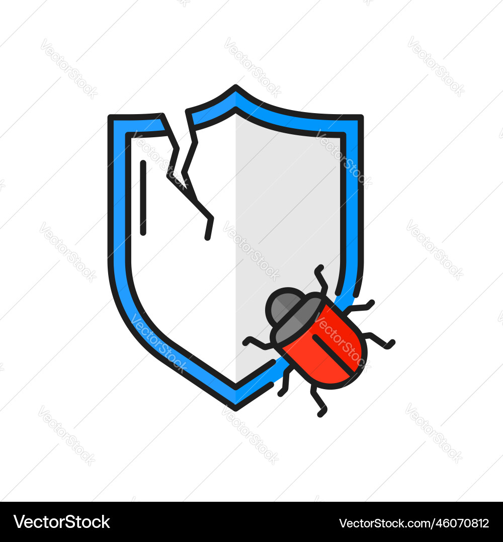 Computer-Bug und kaputten Schild mobile Linie Icon Computer-Bug und kaputten Schild mobile Linie Icon Vektorbild