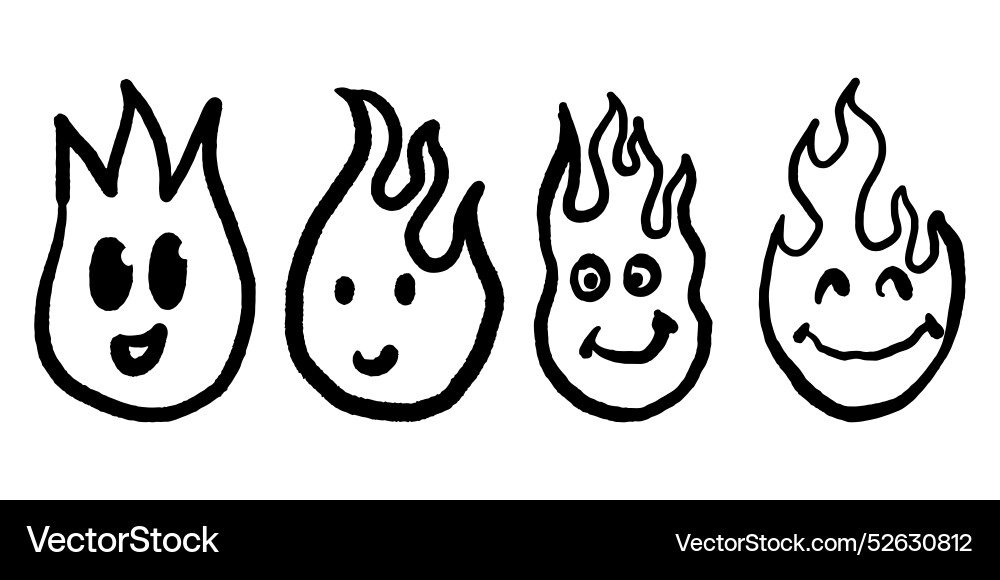Doodle Skizze Stil von Emoji Feuer lächeln Ikone Doodle Skizze Stil von Emoji Feuer lächeln Ikone vektorbild