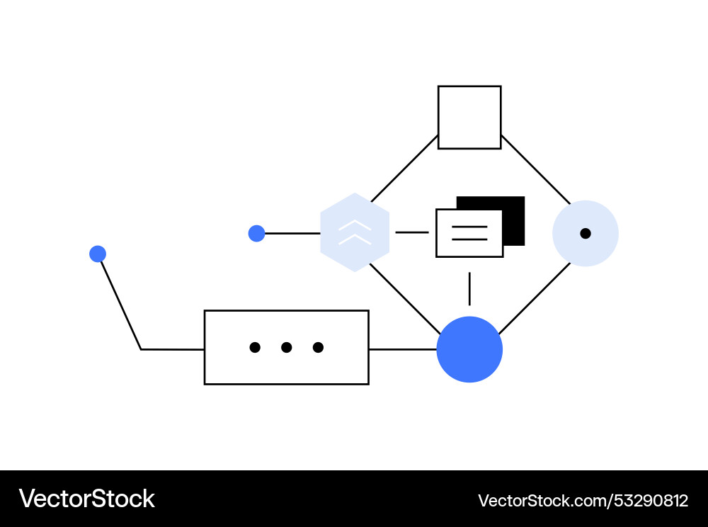 Flowchart with blue and black elements showing vector image