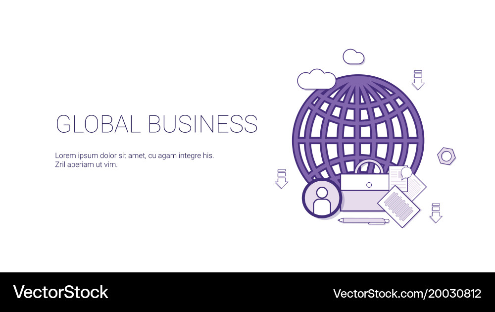 Global business web banner with copy space vector image