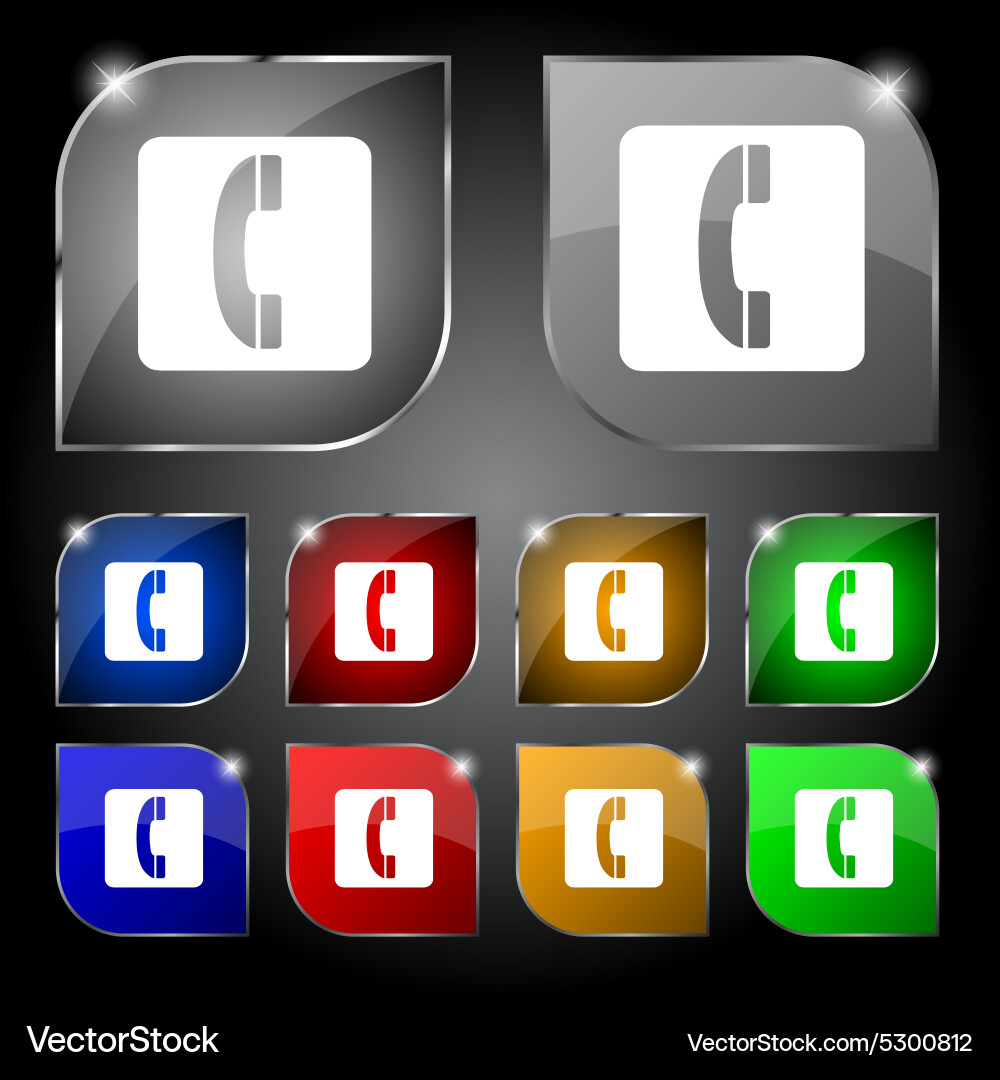 Handset icon sign set ten colorful buttons Vector Image
