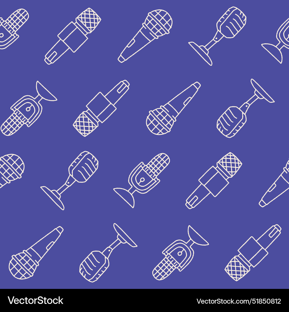 Outline collection of microphone seamless pattern Outline collection of microphone seamless pattern Vector Image