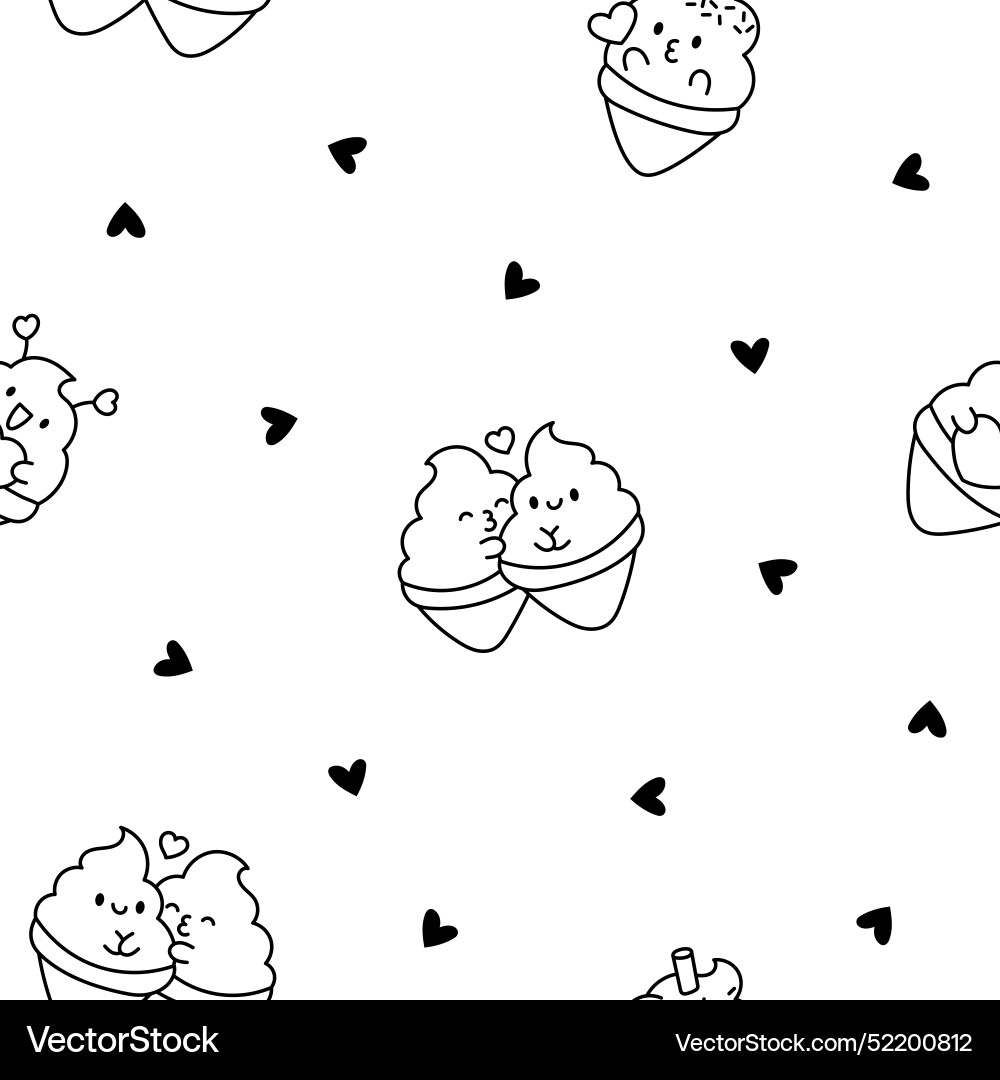 Süße kawaii Eiszeichen Färbung Seite Süße kawaii Eiszeichen Färbung Seite vektorbild