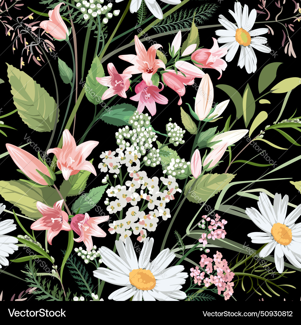 Seamless pattern with colorful flowers Seamless pattern with colorful flowers vector image