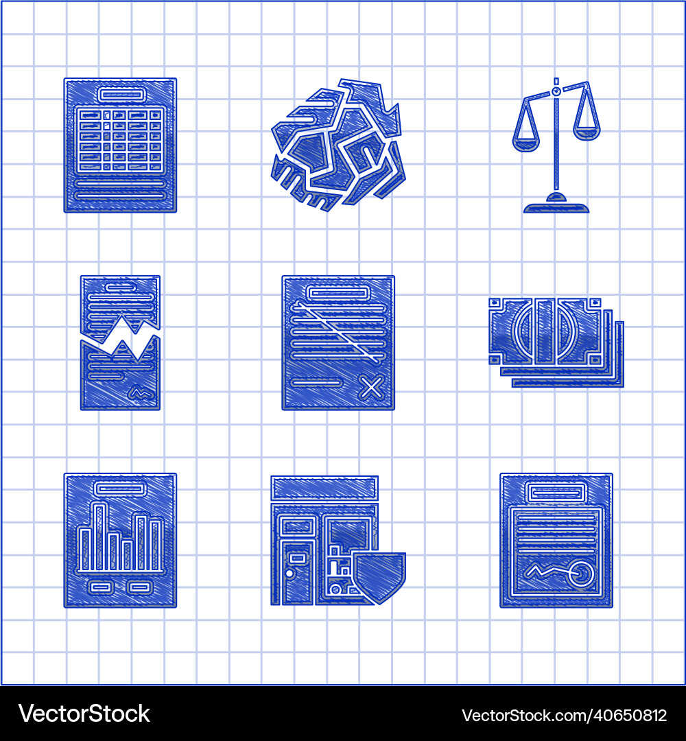 Set delete file document shopping building Set delete file document shopping building vector image