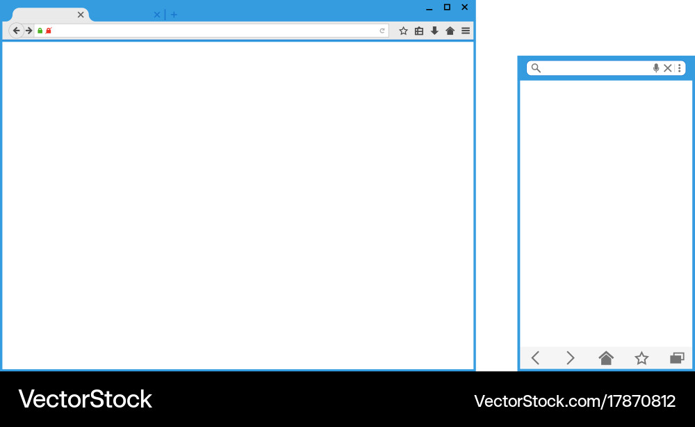 Set of flat blank browser windows for different vector image