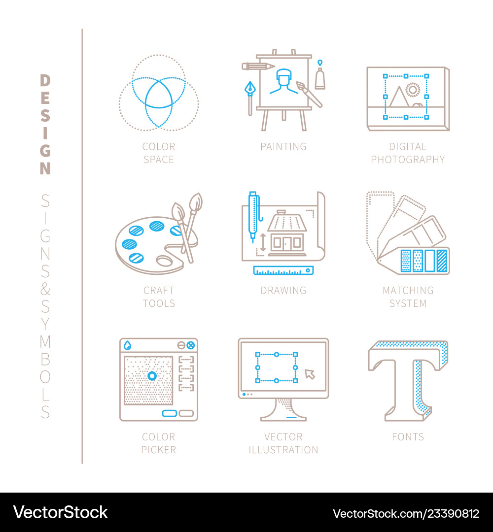Set of graphic design icons and concepts in mono Set of graphic design icons and concepts in mono vector image