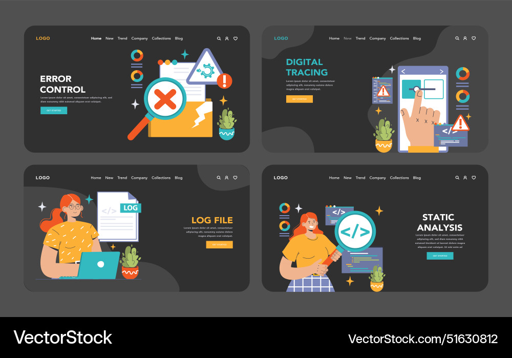 Software testing web banner or landing page dark Software testing web banner or landing page dark vector image