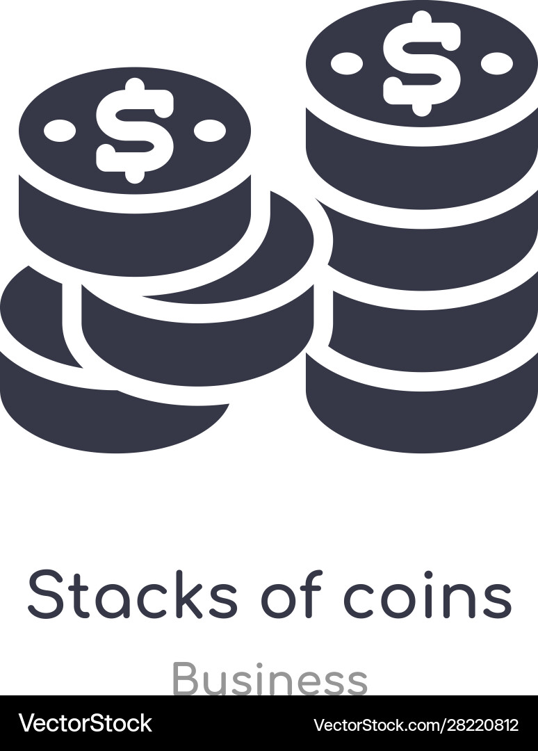 Stacks coins outline icon isolated line from vector image