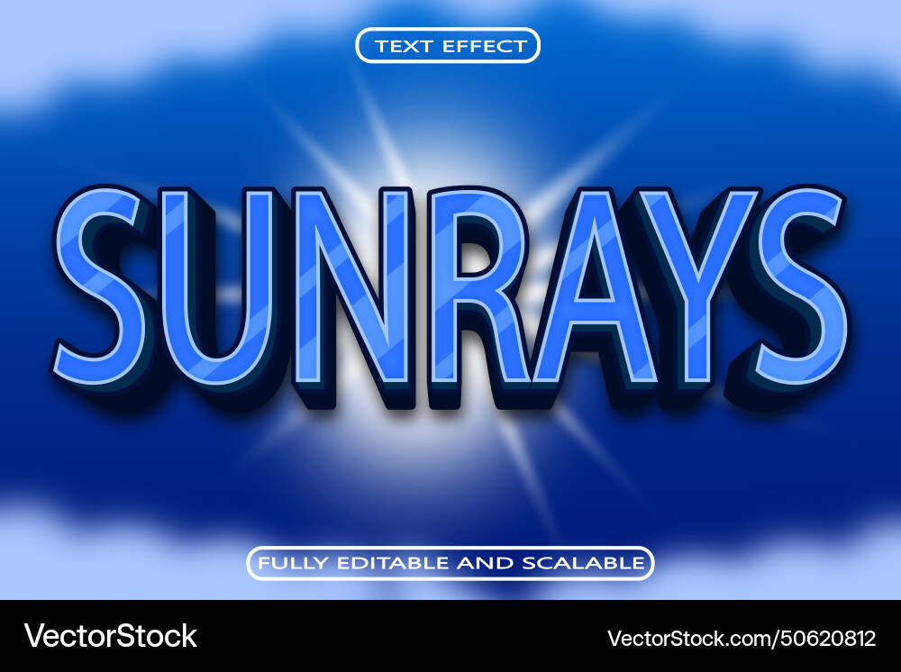 Sun rays editable text effect 3 dimension emboss Sun rays editable text effect 3 dimension emboss vector image