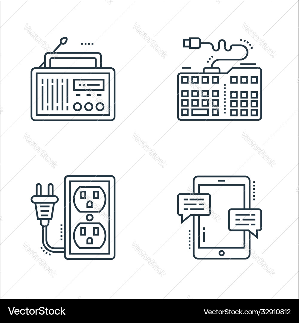 Technology devices line icons linear set quality Technology devices line icons linear set quality vector image
