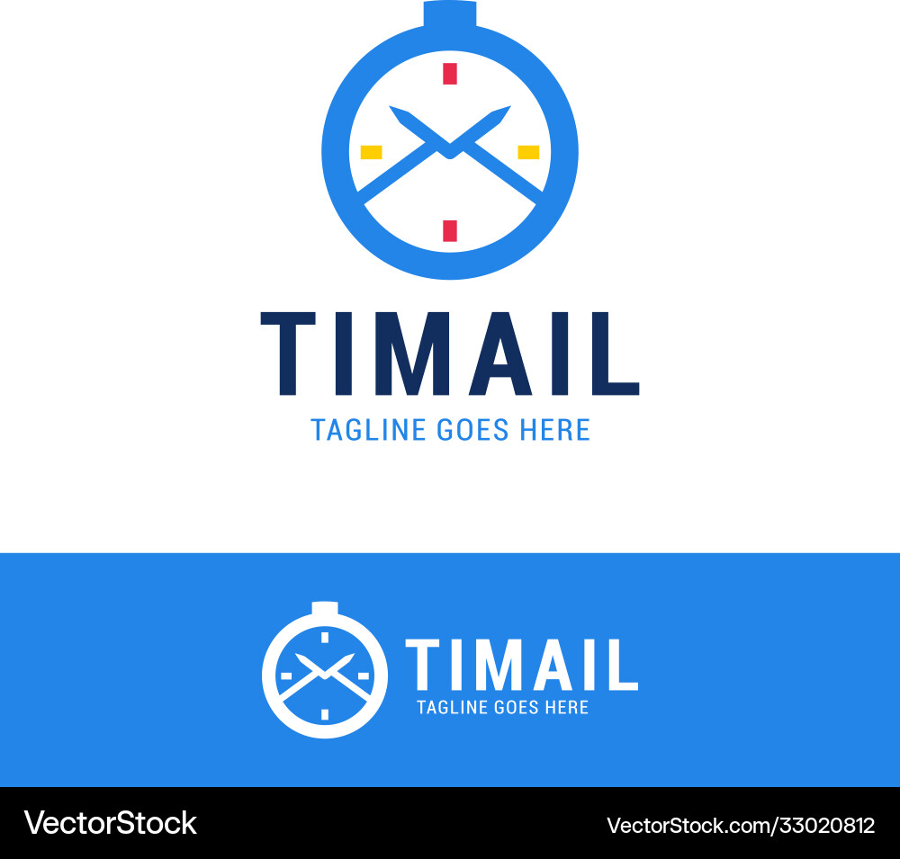 Time mail logo icon design logotype clock – Free Vector | VectorStock