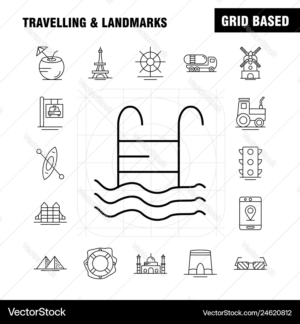 Travelling and landmarks line icon for web print Travelling and landmarks line icon for web print vector image