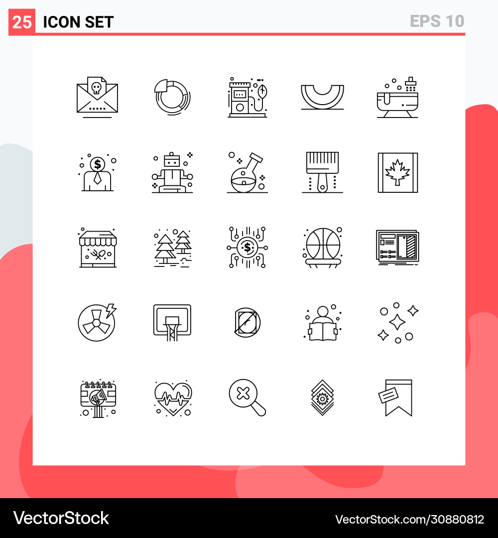User interface pack 25 basic lines slice Vector Image
