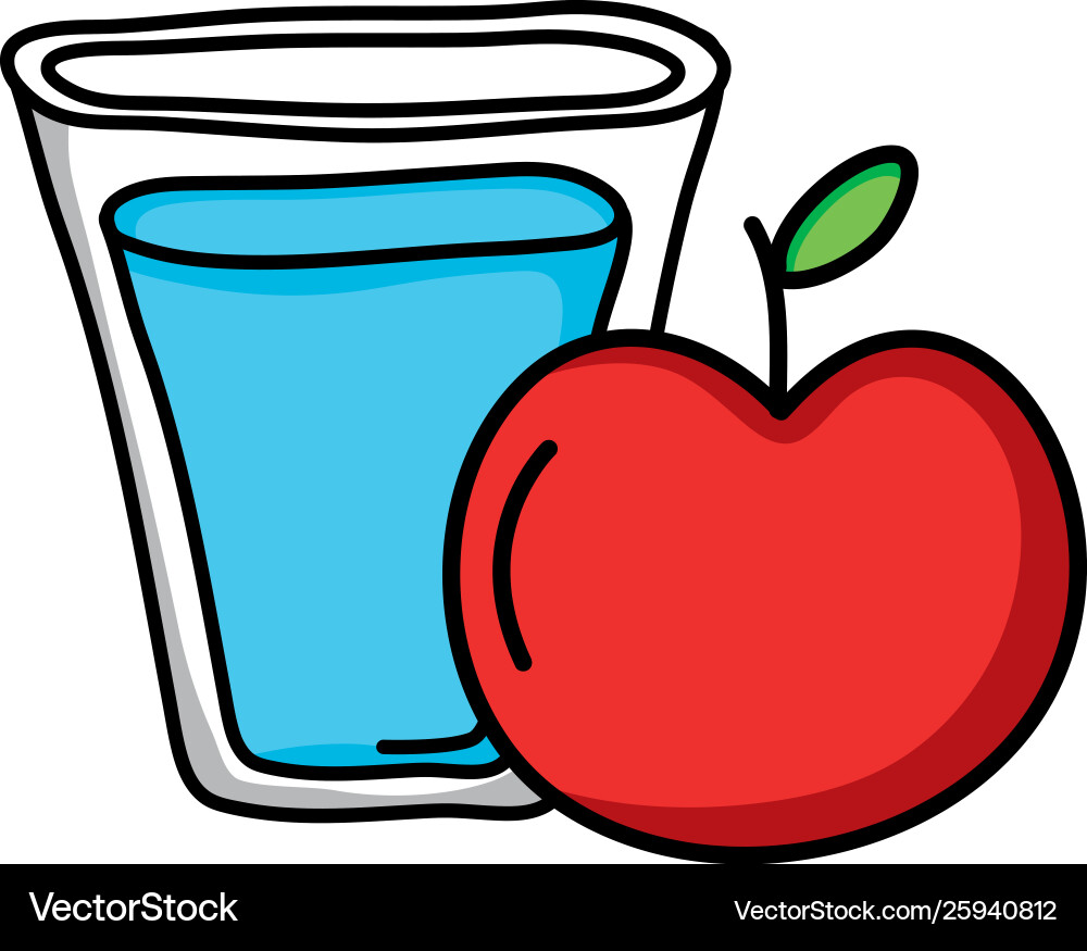 Wasserglas mit Apfelfrucht Wasserglas mit Apfelfrucht vektorbild
