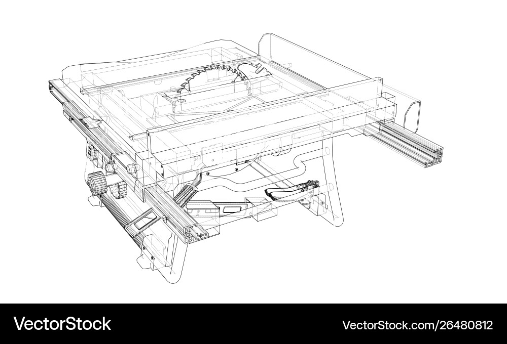 Wireframe Table Saw Blueprint Vector Image