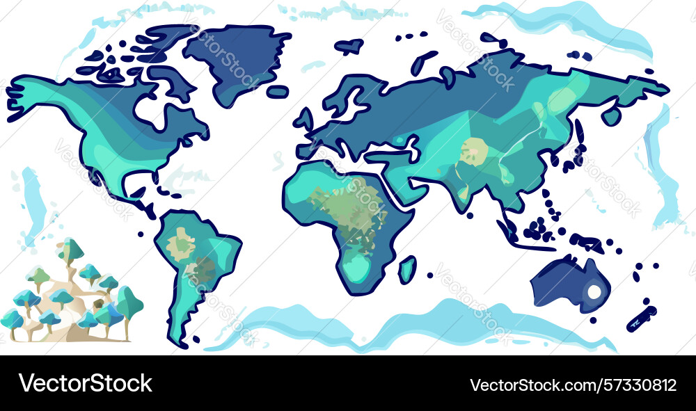 World map with connected global network vector image