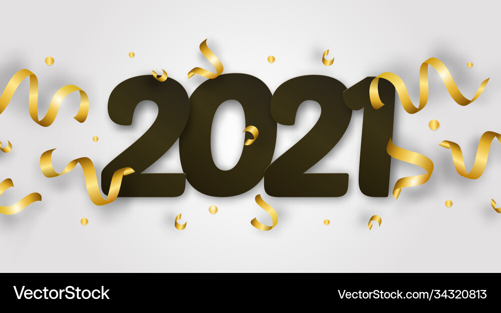2021 happy new year with 3d realistic numbers 2021 happy new year with 3d realistic numbers vector image