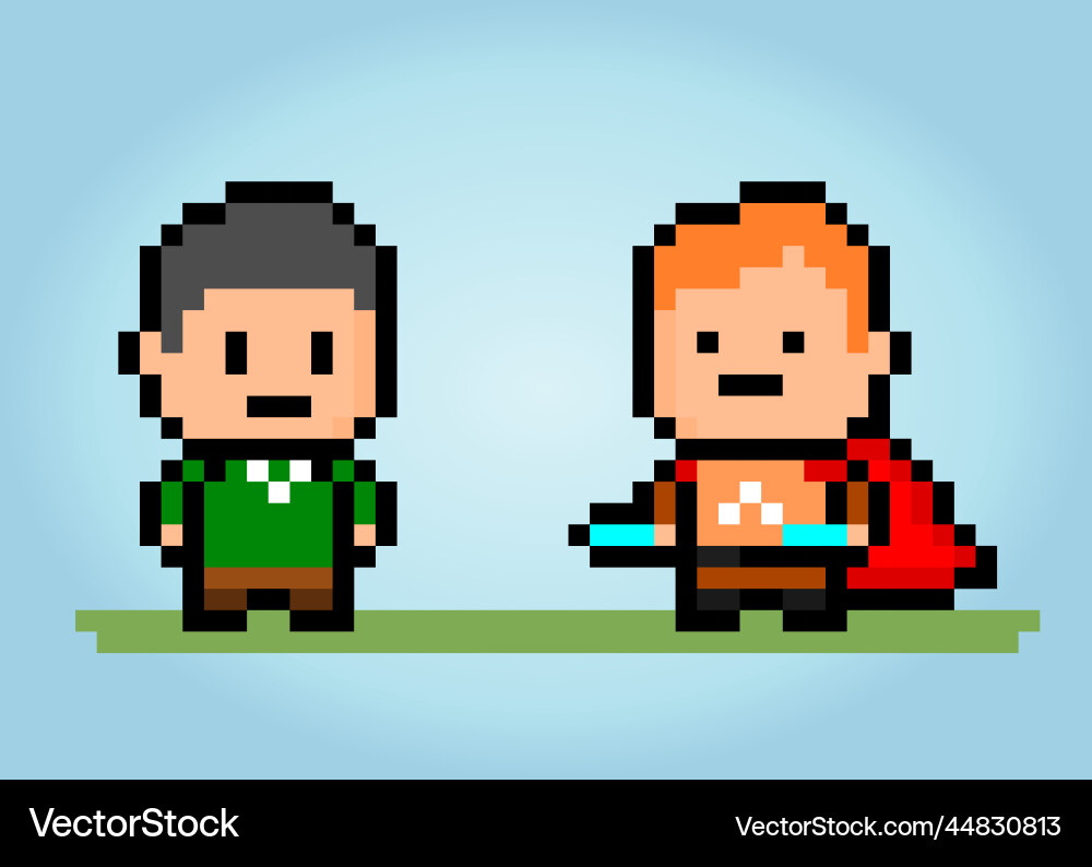 8-bit pixels hero avatar game character 8-bit pixels hero avatar game character Vector Image