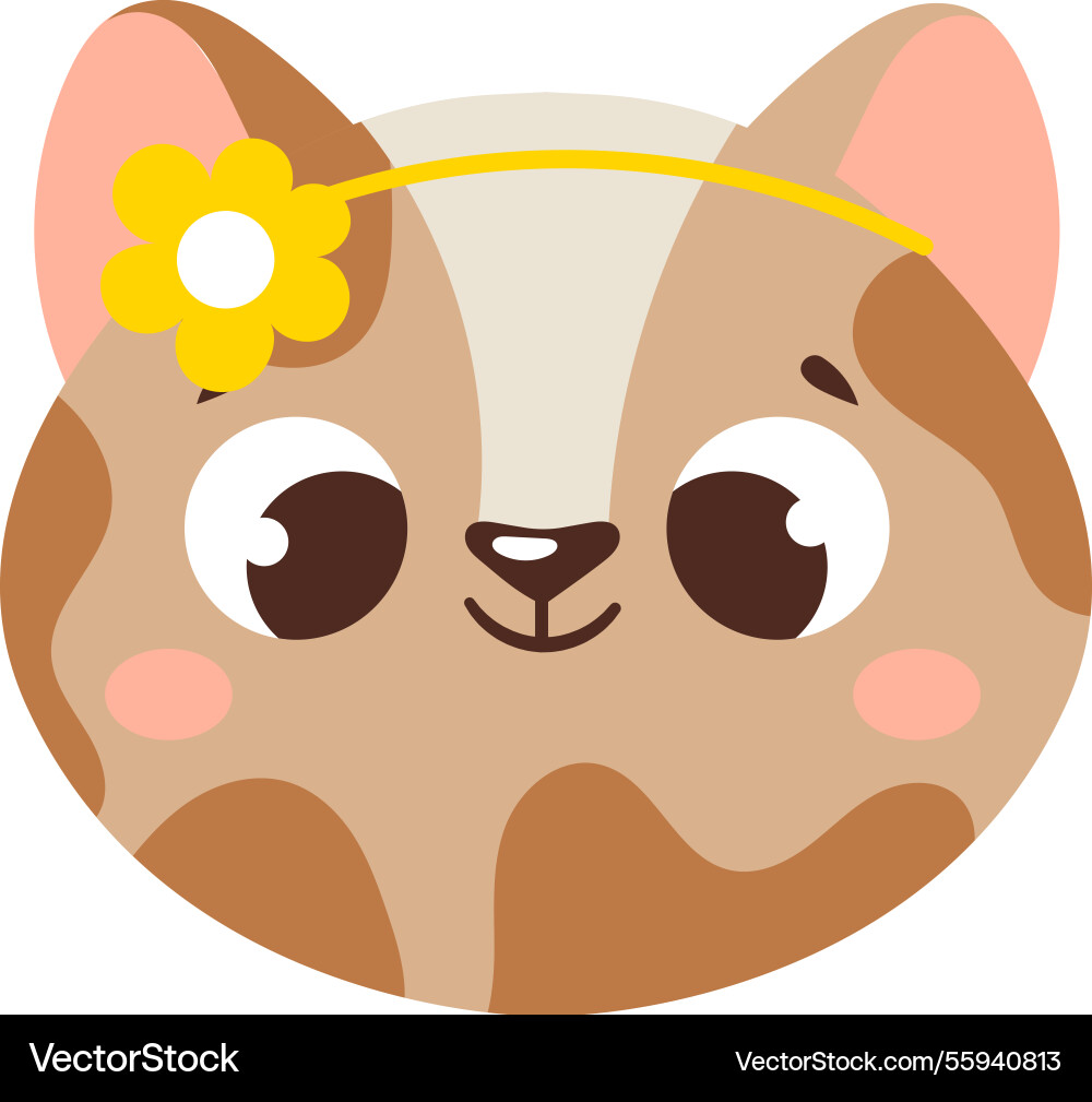 Adorable braune Katze mit großen Augen tragen ein gelb Adorable braune Katze mit großen Augen tragen ein gelb vektorbild
