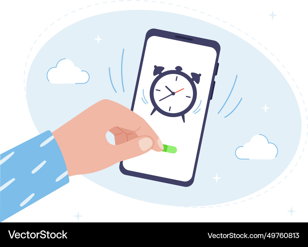 Alarm clock application for a mobile phone Vector Image