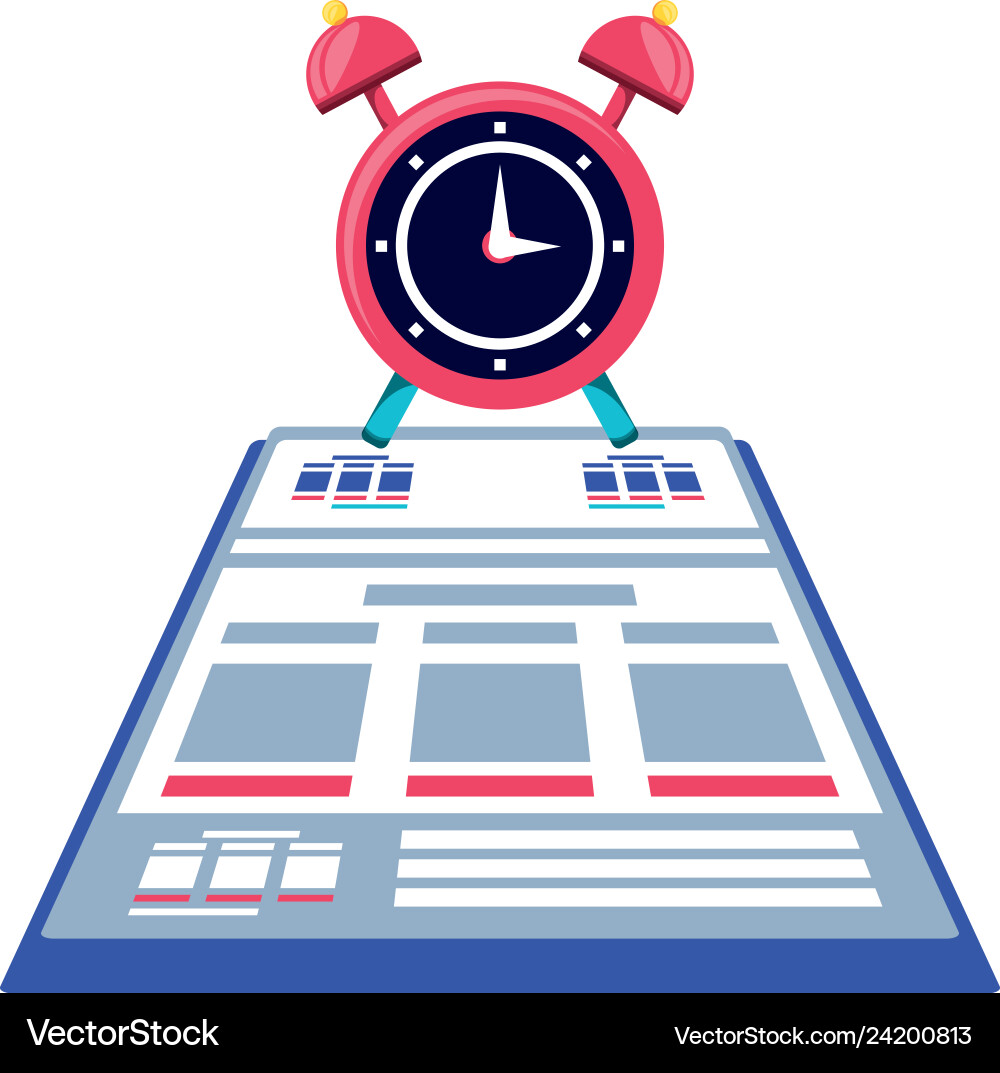Alarm clock with document isolated icon vector image