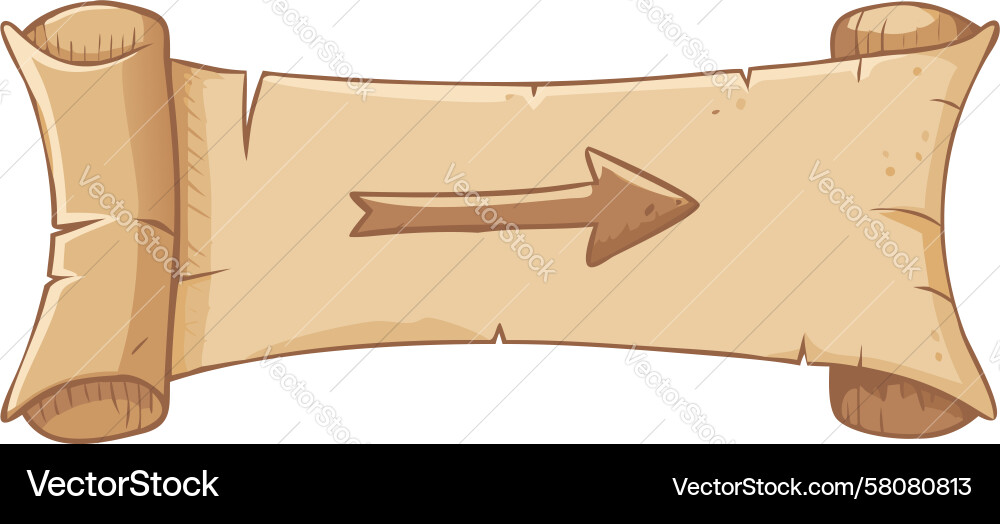 Ancient Scroll with Directional Arrow Vector Image