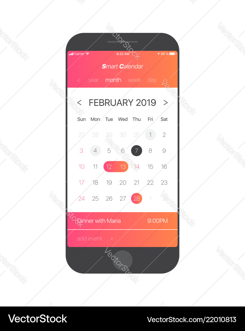 Calendar App - Task Management UI vector image