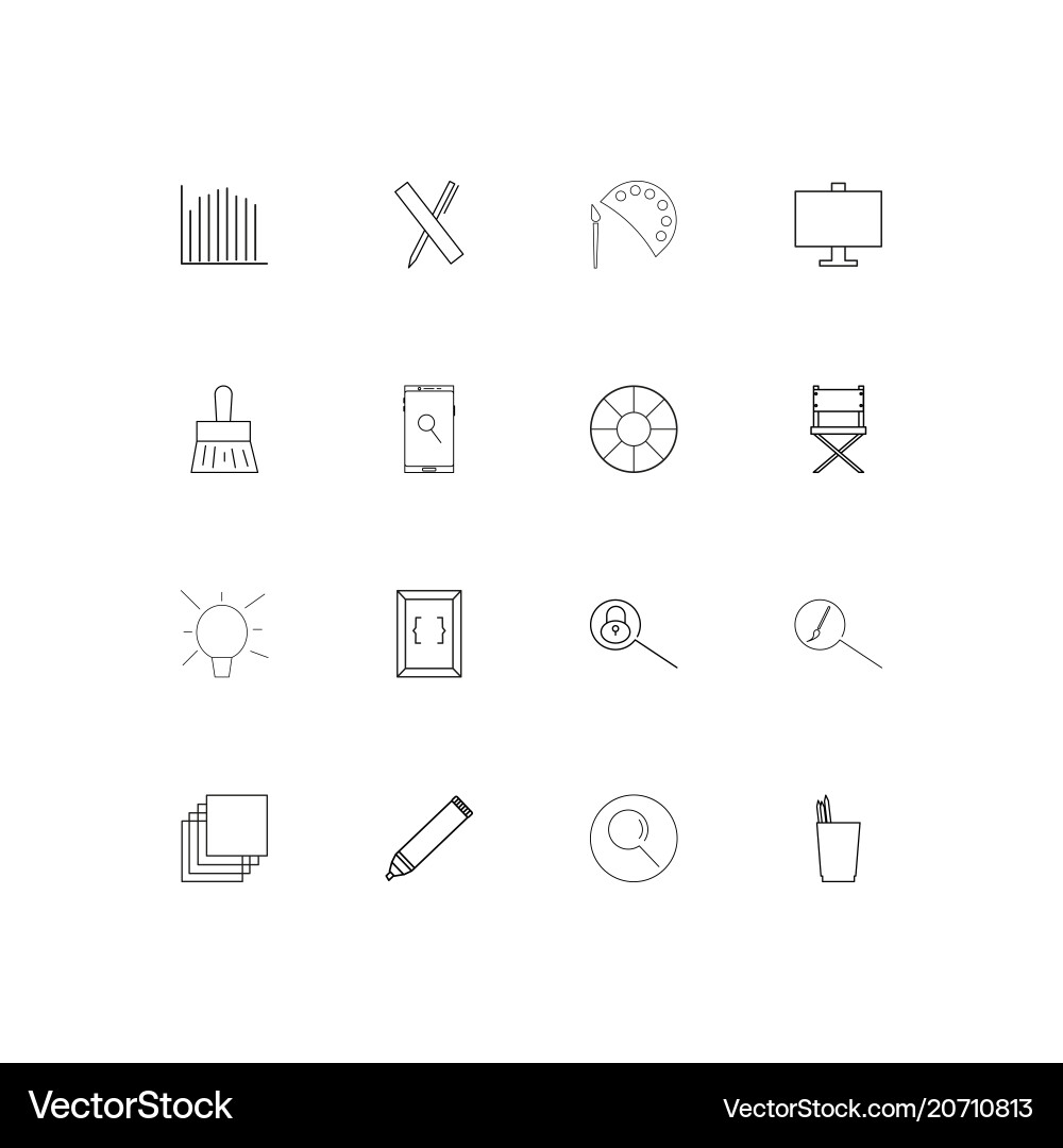 Creative process and design simple linear icons vector image