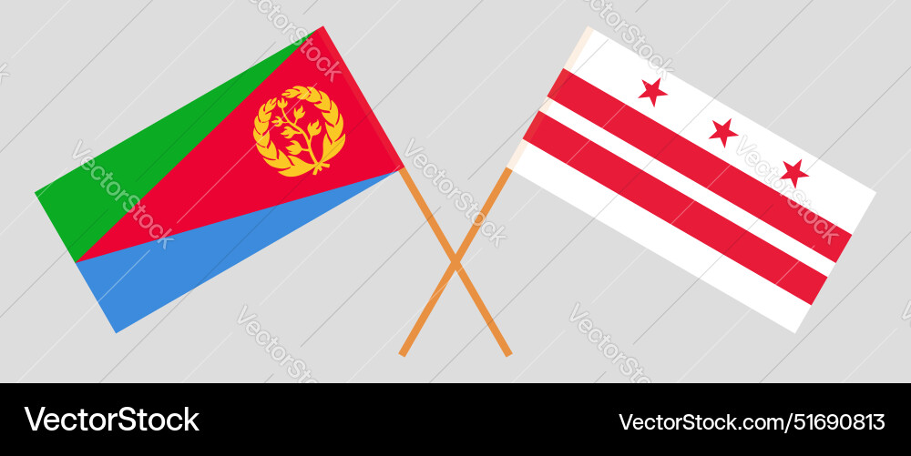 Crossed flags of eritrea and the district Crossed flags of eritrea and the district vector image