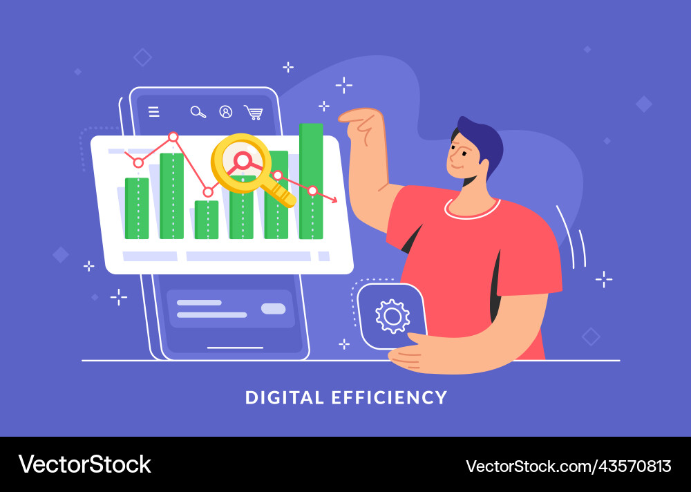 Data analysis on mobile app for increasing sales Vector Image