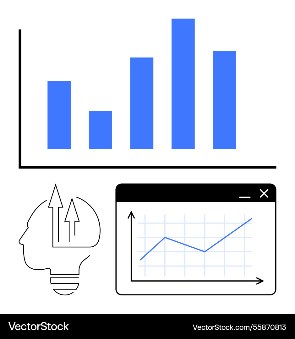 Growth visualization with bar chart upward graph Growth visualization with bar chart upward graph vector image