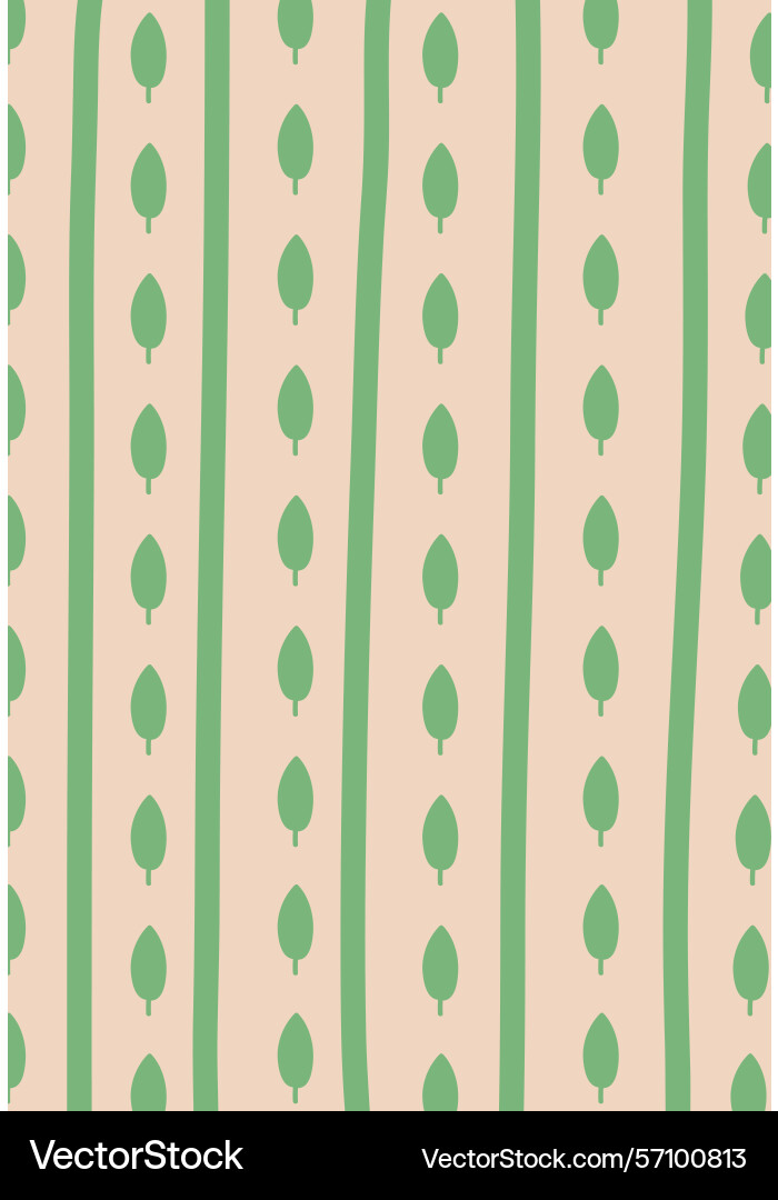 Leaf pattern with vertical stripes background Vector Image