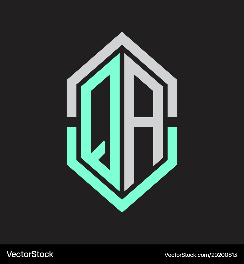 Qa logo monogram with hexagon shape and outline Qa logo monogram with hexagon shape and outline Vector Image
