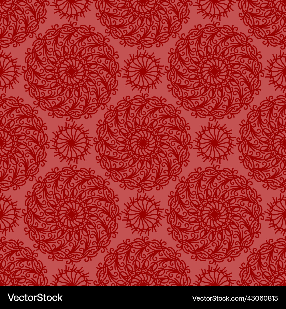 Red seamless background with linear round vector image