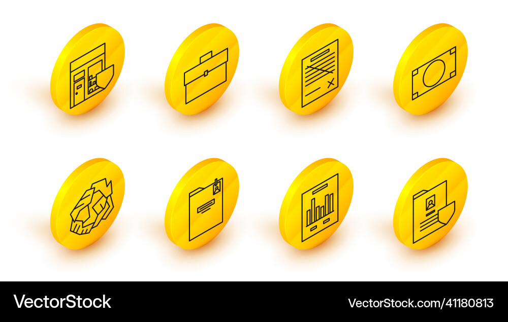 Set line document with shield graph chart Set line document with shield graph chart vector image
